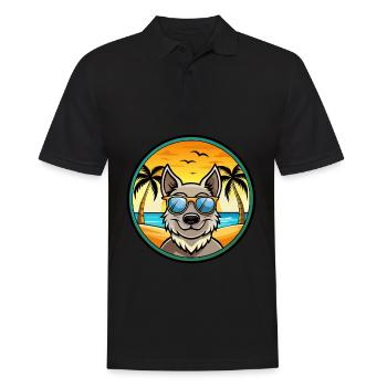 Mudi Hunderasse Cartoon Sonnenbrille Strand - Männer Poloshirt - Schwarz - Vorne - Kai (181cm)