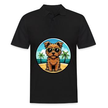 Norfolk Terrier Hunderasse Cartoon Sonnenbrille Strand - Männer Poloshirt - Schwarz - Vorne - Kai (181cm)