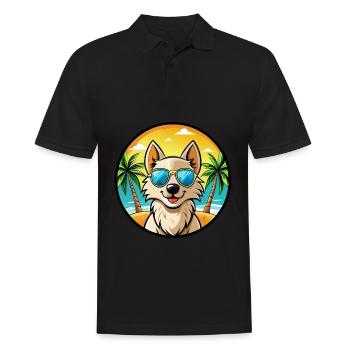 Nordic Spitz Dog Breed Cartoon Sunglasses Beach - Men's Polo Shirt - black - Front - Kai (181cm)
