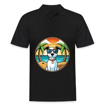 Parson Russell Terrier Dog Breed Cartoon Beach - Men's Polo Shirt - black - Front - Kai (181cm)