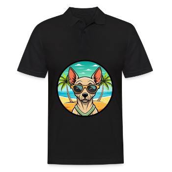Peruanische haarlose Hunderasse Cartoon Sonnenbrille Strand - Männer Poloshirt - Schwarz - Vorne - Kai (181cm)