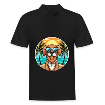 Picardy Spaniel Dog Breed Cartoon Sunglasses Beach - Men's Polo Shirt - black - Front - Kai (181cm)
