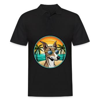 Lévrier polonais race chien dessin animé lunettes de soleil plage - Polo Homme - noir - Devant - Kai (181cm)