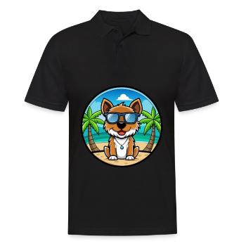 Ormskirk Terrier Hunderasse Cartoon Sonnenbrille Strand - Männer Poloshirt - Schwarz - Vorne - Kai (181cm)
