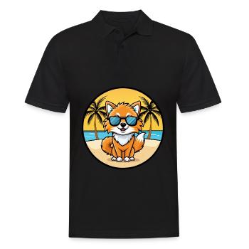 Pommersche Spitz Hunderasse Cartoon Sonnenbrille Strand - Männer Poloshirt - Schwarz - Vorne - Kai (181cm)