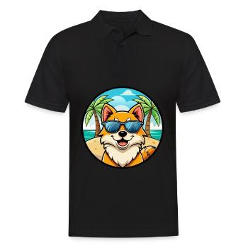 Pommersche Hunderasse Cartoon Sonnenbrille Strand - Männer Poloshirt - Schwarz - Vorne - Kai (181cm)