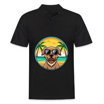 Pudelpointer Hunderasse Cartoon Sonnenbrille Strand - Männer Poloshirt - Schwarz - Vorne - Kai (181cm)