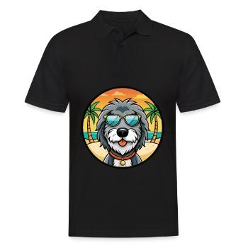 Chien de berger portugais race dessin animé lunettes de soleil plage - Polo Homme - noir - Devant - Kai (181cm)