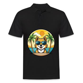 Spitz Chien Race Dessin Animé Lunettes De Soleil Plage - Polo Homme - noir - Devant - Kai (181cm)