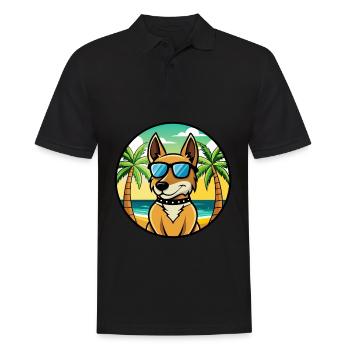 Bétail portugais Chien Race Dessin Animé Lunettes De Soleil Plage - Polo Homme - noir - Devant - Kai (181cm)