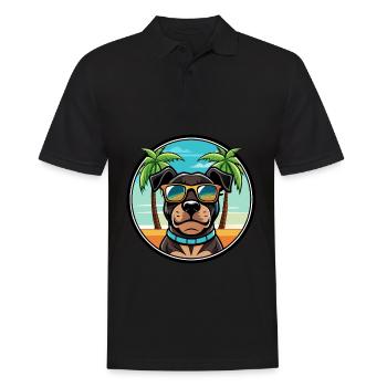 Rottweiler Chien Race Dessin Animé Lunettes De Soleil Plage - Polo Homme - noir - Devant - Kai (181cm)