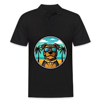 Rottweiler Chien Race Dessin Animé Lunettes De Soleil Plage - Polo Homme - noir - Devant - Kai (181cm)