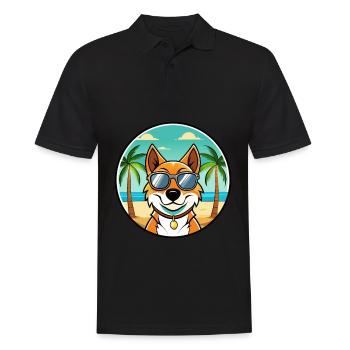 Russischer Harlekin Hund Rasse Cartoon Strand - Männer Poloshirt - Schwarz - Vorne - Kai (181cm)