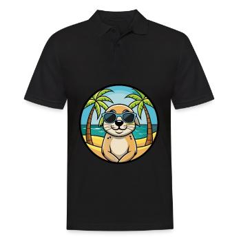 Seskar phoque chien race dessin animé lunettes de soleil plage - Polo Homme - noir - Devant - Kai (181cm)