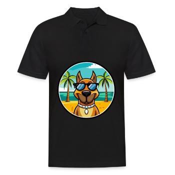 Chien de chasse serbe race dessin animé lunettes de soleil plage - Polo Homme - noir - Devant - Kai (181cm)