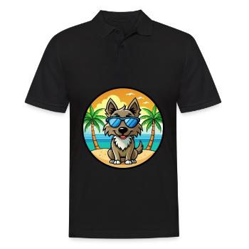 Slovensky Cuvac Chien Race Dessin Animé Lunettes de Soleil Plage - Polo Homme - noir - Devant - Kai (181cm)