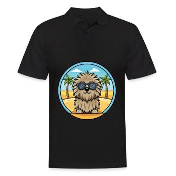 Puli Chien Race Dessin Animé Lunettes De Soleil Plage - Polo Homme - noir - Devant - Kai (181cm)