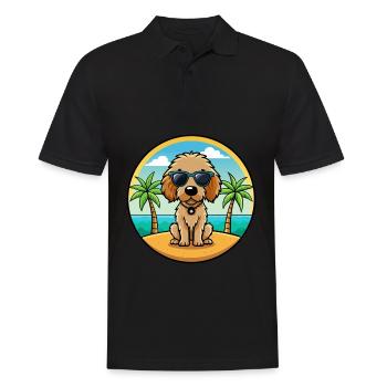 Spanisch Wasser Hund Rasse Cartoon Sonnenbrille Strand - Männer Poloshirt - Schwarz - Vorne - Kai (181cm)