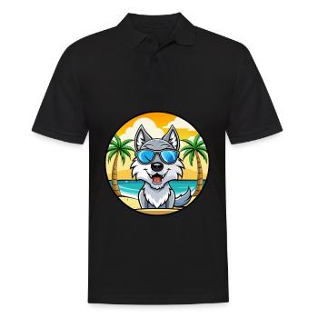 Saarloos Wolfdog Rasse Cartoon Sonnenbrille Strand - Männer Poloshirt - Schwarz - Vorne - Kai (181cm)