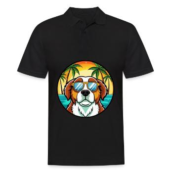 Bernhardiner Hunderasse Cartoon Sonnenbrille Strand - Männer Poloshirt - Schwarz - Vorne - Kai (181cm)