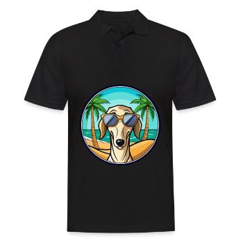 Saluki Hund Rasse Cartoon Sonnenbrille Strand - Männer Poloshirt - Schwarz - Vorne - Kai (181cm)