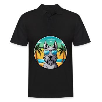 Scottish Terrier Dog Breed Cartoon Sunglass Beach - Men's Polo Shirt - black - Front - Kai (181cm)