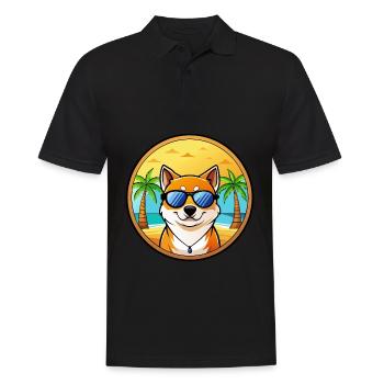 Shih Poo Hunderasse Cartoon Sonnenbrille Strand - Männer Poloshirt - Schwarz - Vorne - Kai (181cm)
