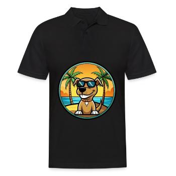 Sloughi Hunderasse Cartoon Sonnenbrille Strand - Männer Poloshirt - Schwarz - Vorne - Kai (181cm)