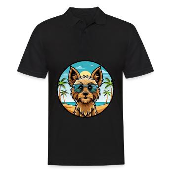 Silky Terrier Chien Race Dessin Animé Lunettes De Soleil Plage - Polo Homme - noir - Devant - Kai (181cm)