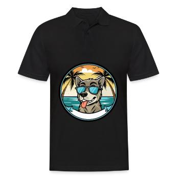 Stephens Cur Hunderasse Cartoon Sonnenbrille Strand - Männer Poloshirt - Schwarz - Vorne - Kai (181cm)