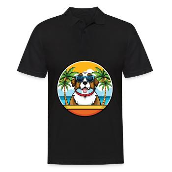 Bernhardiner Hunderasse Cartoon Sonnenbrille Strand - Männer Poloshirt - Schwarz - Vorne - Kai (181cm)