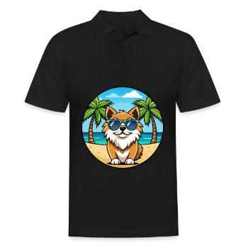 Épagneul tibétain race chien dessin animé lunettes de soleil plage - Polo Homme - noir - Devant - Kai (181cm)