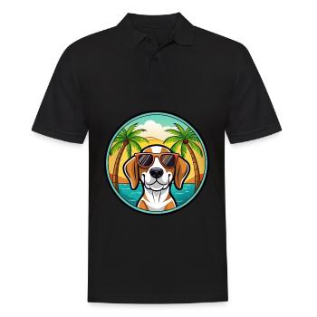 Treeing Walker Coonhound Hunderasse Cartoon Strand - Männer Poloshirt - Schwarz - Vorne - Kai (181cm)