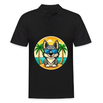 Suédois Vallhund Race Chien Dessin Animé Lunettes De Soleil Plage - Polo Homme - noir - Devant - Kai (181cm)