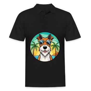 Draht Foxterrier Hunderasse Cartoon Sonnenbrille Strand - Männer Poloshirt - Schwarz - Vorne - Kai (181cm)