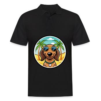 Teckel de Westphalie Race De Chien Dessin Animé Plage - Polo Homme - noir - Devant - Kai (181cm)