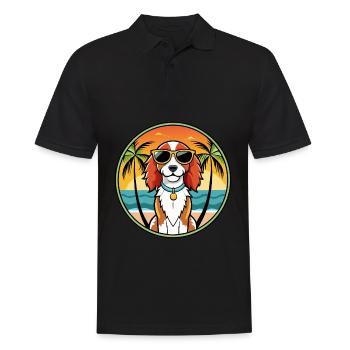 Welsh Springer Spaniel Chien Race Cartoon Beach - Polo Homme - noir - Devant - Kai (181cm)