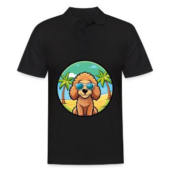 Caniche Jouet Chien Race Dessin Animé Lunettes De Soleil Plage - Polo Homme - noir - Devant - Kai (181cm)