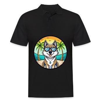 Chien d’élan suédois race dessin animé lunettes de soleil plage - Polo Homme - noir - Devant - Kai (181cm)