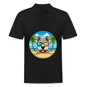 Alopekis Dog Breed Cartoon Sunglasses Beach - Men's Polo Shirt - black - Front - Kai (181cm)