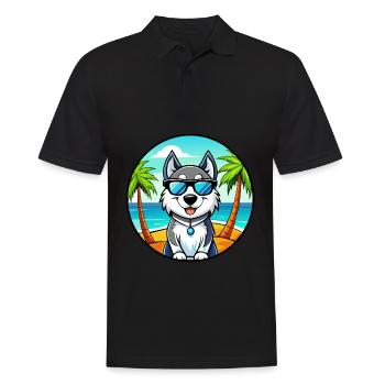 Alaskan Husky Chien Race Dessin Animé Lunettes De Soleil Plage - Polo Homme - noir - Devant - Kai (181cm)