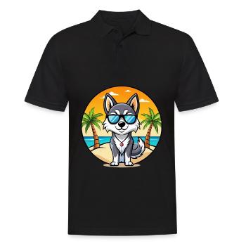 Alaskan Klee Kai Chien Race Dessin Animé Lunettes De Soleil Plage - Polo Homme - noir - Devant - Kai (181cm)