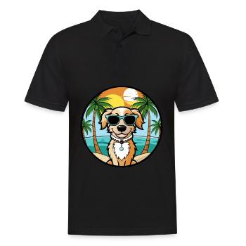 Alpine Spaniel Dog Breed Cartoon Sunglasses Beach - Men's Polo Shirt - black - Front - Kai (181cm)