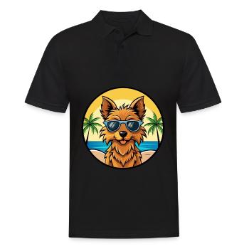 Australian Terrier Hunderasse Cartoon Sonnenbrille - Männer Poloshirt - Schwarz - Vorne - Kai (181cm)