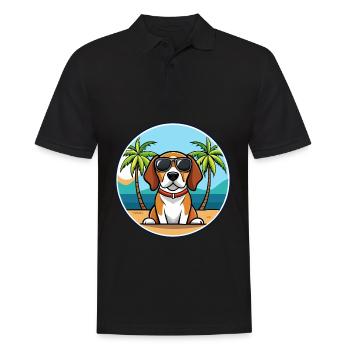 Beagle Chien Race Dessin Animé Lunettes De Soleil Plage - Polo Homme - noir - Devant - Kai (181cm)