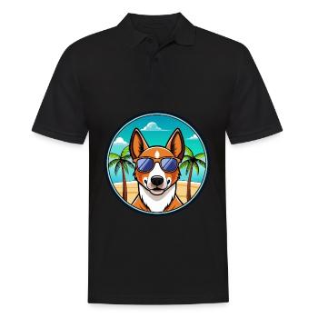 Basenji Hunderasse Cartoon Sonnenbrille Strand - Männer Poloshirt - Schwarz - Vorne - Kai (181cm)