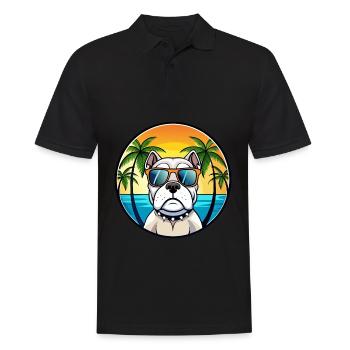 Bouledogue américain race dessin animé lunettes de soleil plage - Polo Homme - noir - Devant - Kai (181cm)