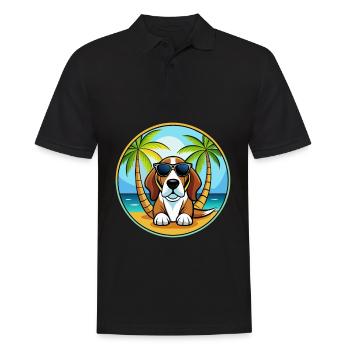 Basset Artesien Normand Dog Breed Cartoon Beach - Men's Polo Shirt - black - Front - Kai (181cm)