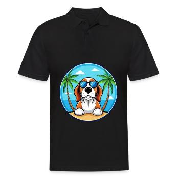 Basset Bleu De Gascogne Hunderasse Cartoon Beach - Männer Poloshirt - Schwarz - Vorne - Kai (181cm)