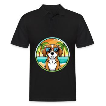 Beagle Harrier Chien Race Dessin Animé Lunettes de soleil Plage - Polo Homme - noir - Devant - Kai (181cm)